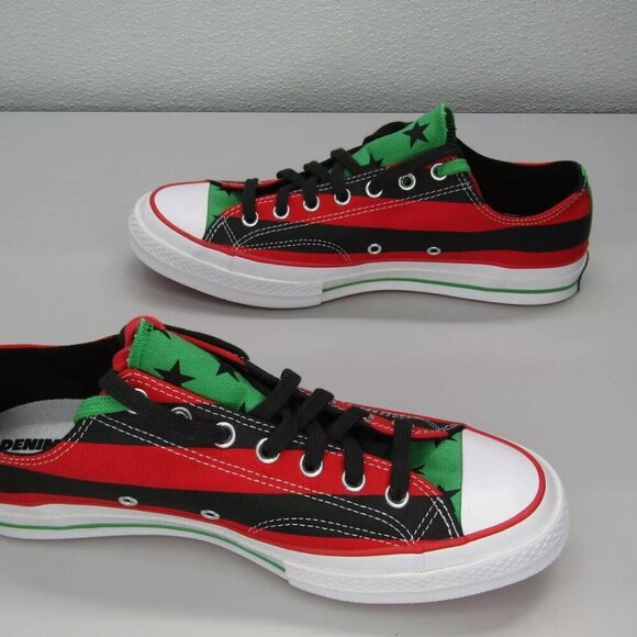 NEW CONVERSE X DENIM TEARS Unisex Pan African Flag Chuck 70 Sneakers Size 10.5 - Picture 4 of 10